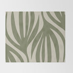 Maldives Abstract Seaweed Pattern in Vintage Olive Green and Beige Throw Blanket Gallery Image 2