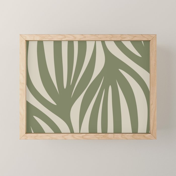Maldives Abstract Seaweed Pattern in Vintage Olive Green and Beige Mini Art Print Gallery Image 1