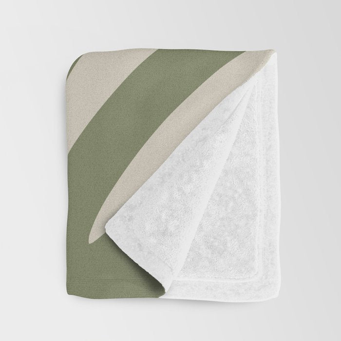 Maldives Abstract Seaweed Pattern in Vintage Olive Green and Beige Throw Blanket Gallery Image 3