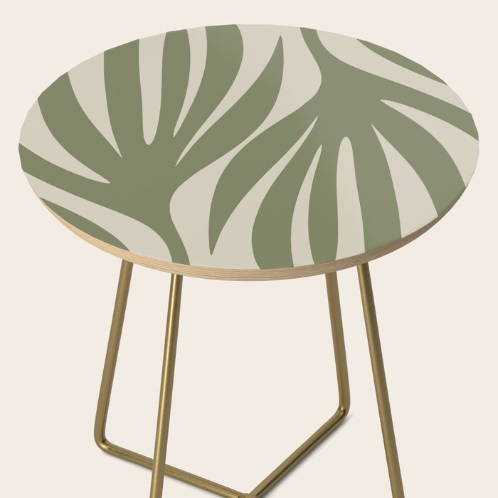 Maldives Abstract Seaweed Pattern in Vintage Olive Green and Beige Side Table Gallery Image 2