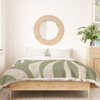 Maldives Abstract Seaweed Pattern in Vintage Olive Green and Beige Duvet Cover Gallery Image 3