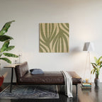 Maldives Abstract Seaweed Pattern in Vintage Olive Green and Beige Wood Wall Art Gallery Image 2