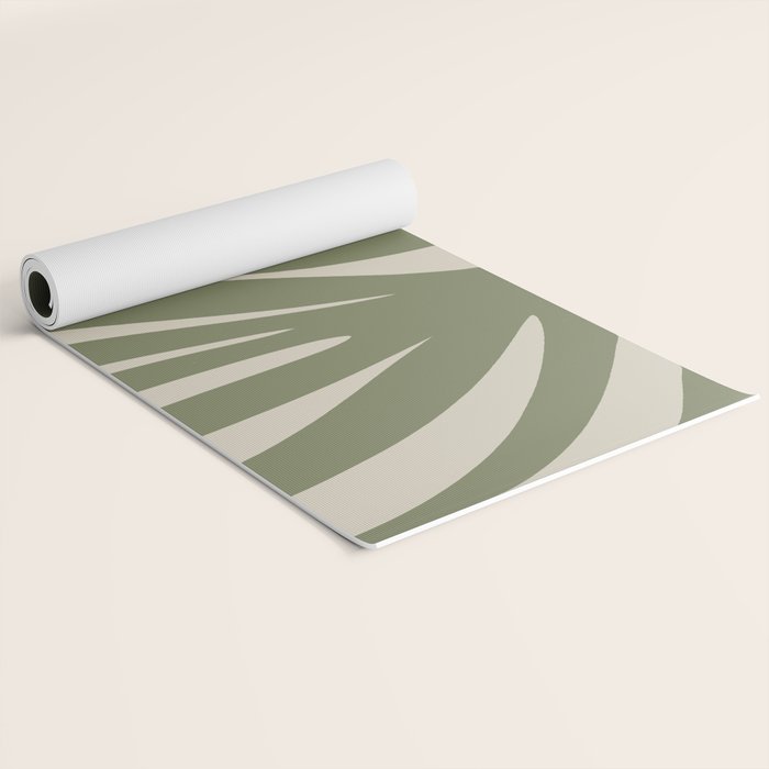 Maldives Abstract Seaweed Pattern in Vintage Olive Green and Beige Yoga Mat Gallery Image 2