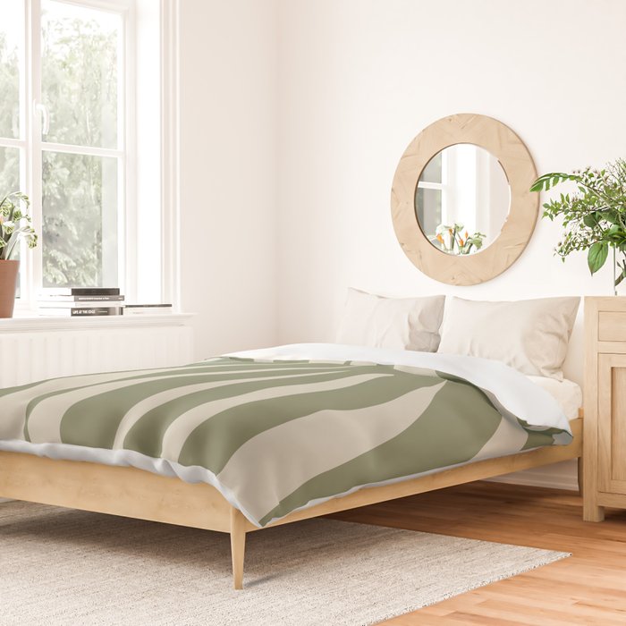 Maldives Abstract Seaweed Pattern in Vintage Olive Green and Beige Duvet Cover Gallery Image 2