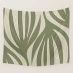 Maldives Abstract Seaweed Pattern in Vintage Olive Green and Beige Wall Tapestry Gallery Image 4