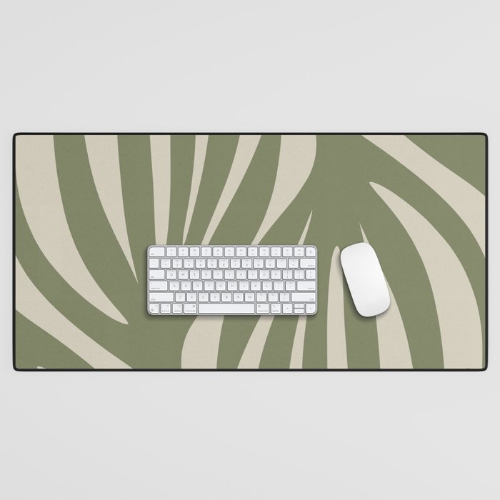 Maldives Abstract Seaweed Pattern in Vintage Olive Green and Beige Desk Mat Gallery Image 1