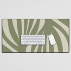 Maldives Abstract Seaweed Pattern in Vintage Olive Green and Beige Desk Mat Gallery Image 1