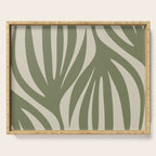Maldives Abstract Seaweed Pattern in Vintage Olive Green and Beige Serving Tray Gallery Image 1