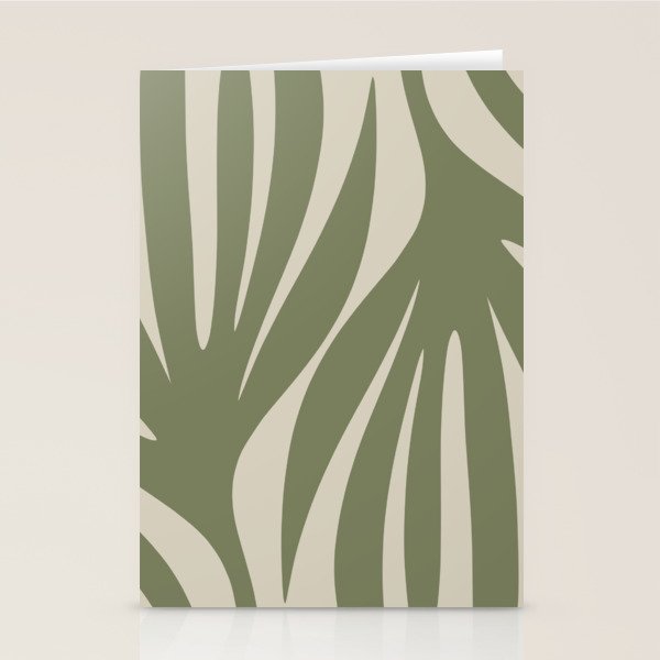 Maldives Abstract Seaweed Pattern in Vintage Olive Green and Beige Stationery Card Gallery Image 1