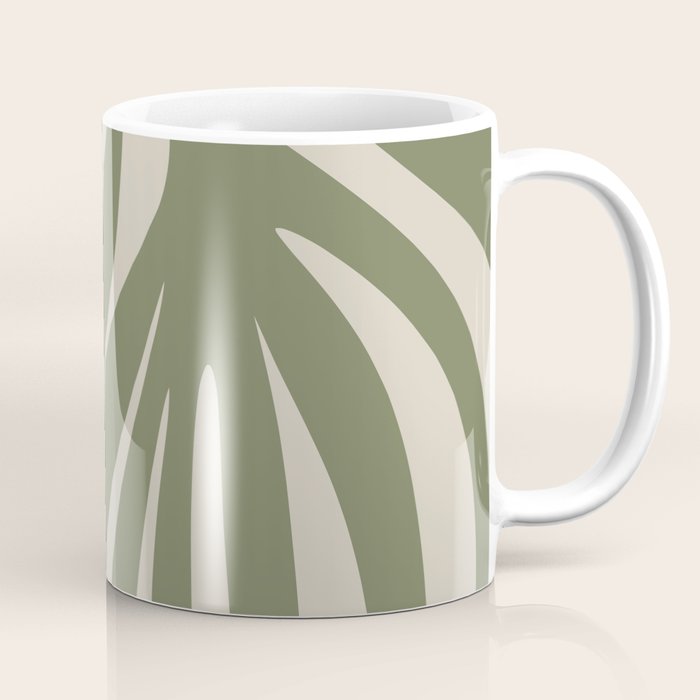 Maldives Abstract Seaweed Pattern in Vintage Olive Green and Beige Coffee Mug Gallery Image 1