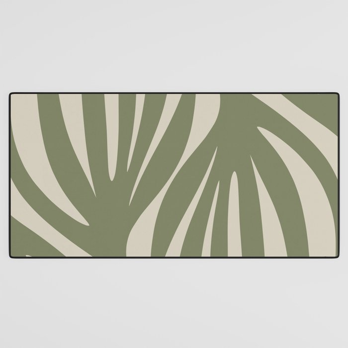 Maldives Abstract Seaweed Pattern in Vintage Olive Green and Beige Desk Mat Gallery Image 3