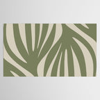 Maldives Abstract Seaweed Pattern in Vintage Olive Green and Beige Tablecloth Gallery Image 2