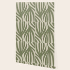 Maldives Abstract Seaweed Pattern in Vintage Olive Green and Beige Wallpaper Gallery Image 2
