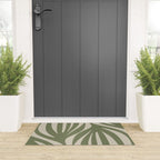 Maldives Abstract Seaweed Pattern in Vintage Olive Green and Beige Welcome Mat Gallery Image 3