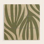 Maldives Abstract Seaweed Pattern in Vintage Olive Green and Beige Wood Wall Art Gallery Image 1