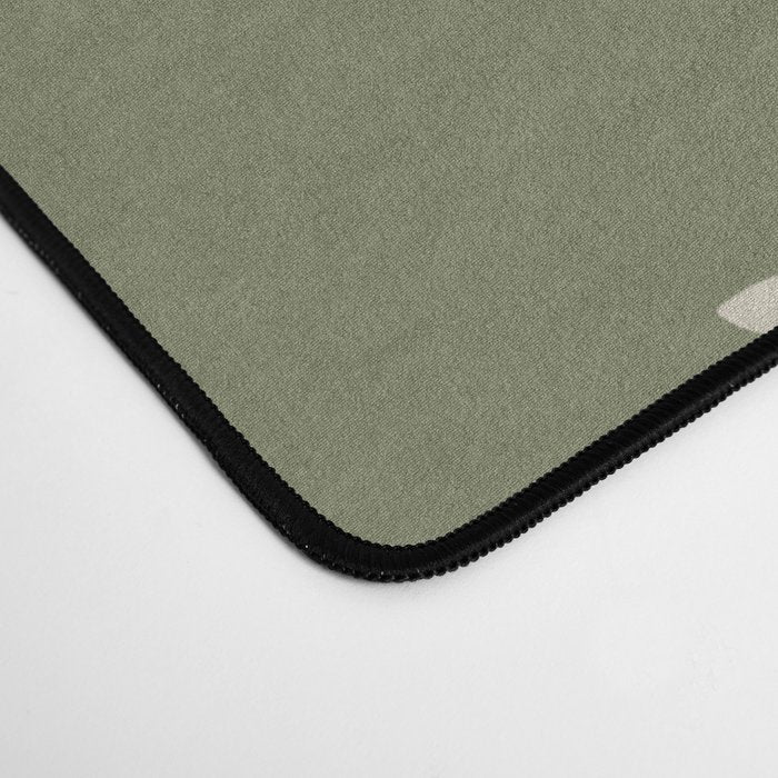 Maldives Abstract Seaweed Pattern in Vintage Olive Green and Beige Desk Mat Gallery Image 4