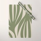 Maldives Abstract Seaweed Pattern in Vintage Olive Green and Beige Wrapping Paper Gallery Image 1