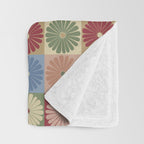 Retro Flowers Check Pattern XIX Throw Blanket Gallery Image 3