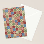 Retro Flowers Check Pattern XIX Stationery Card Gallery Image 2