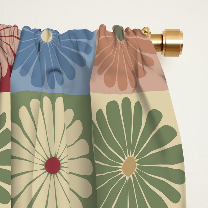 Retro Flowers Check Pattern XIX Window Curtain Gallery Image 2