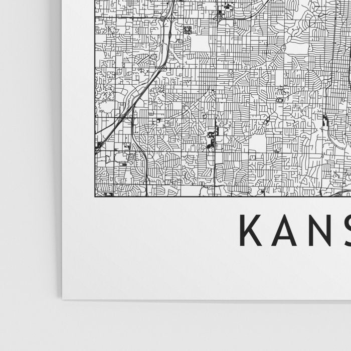 Kansas City White Map Poster Gallery Image 3