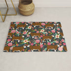 Hereford Cattle breed floral farm homestead gifts cow art florals Rug Gallery Image 1