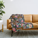 Hereford Cattle breed floral farm homestead gifts cow art florals Throw Blanket Gallery Image 1