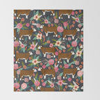 Hereford Cattle breed floral farm homestead gifts cow art florals Throw Blanket Gallery Image 2