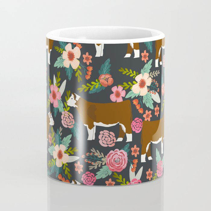 Hereford Cattle breed floral farm homestead gifts cow art florals Coffee Mug Gallery Image 4