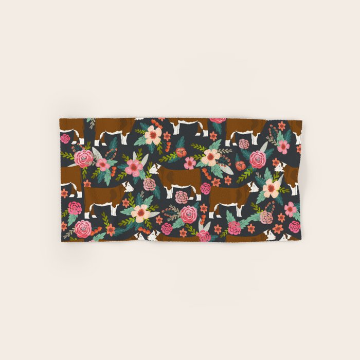 Hereford Cattle breed floral farm homestead gifts cow art florals Bath Towel Gallery Image 1
