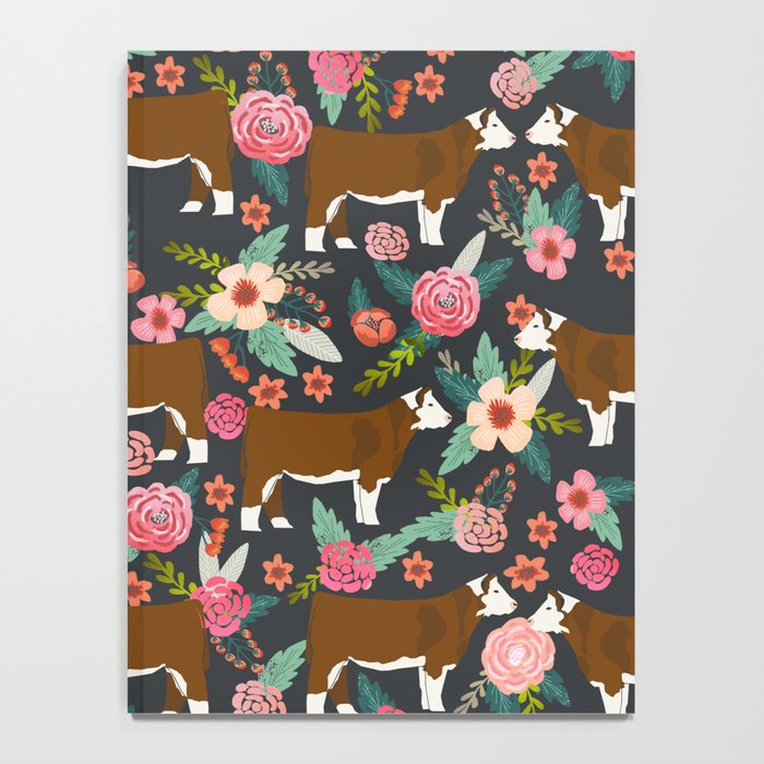 Hereford Cattle breed floral farm homestead gifts cow art florals Notebook Gallery Image 4