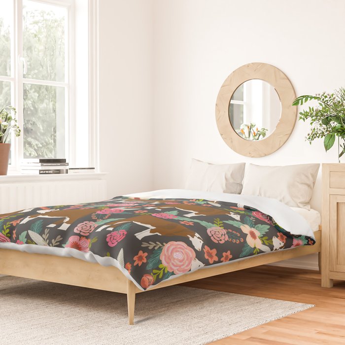 Hereford Cattle breed floral farm homestead gifts cow art florals Duvet Cover Gallery Image 2