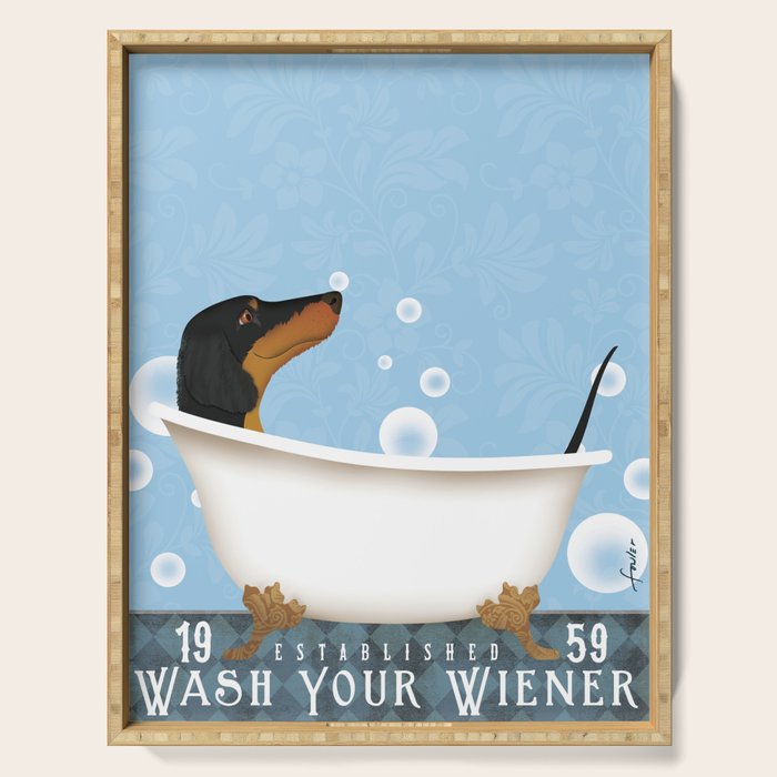 Dachshund Bath Wash Your Wiener Dog Art Serving Tray Gallery Image 1