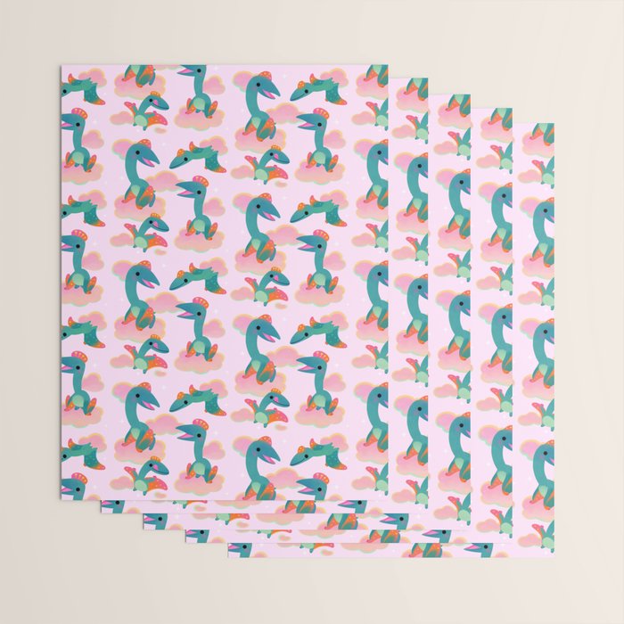 Quetzalcoatlus in the pink sky Wrapping Paper Gallery Image 3