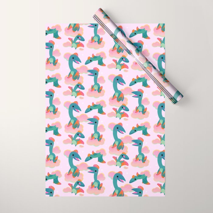 Quetzalcoatlus in the pink sky Wrapping Paper Gallery Image 1