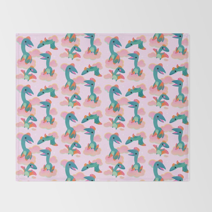 Quetzalcoatlus in the pink sky Throw Blanket Gallery Image 2