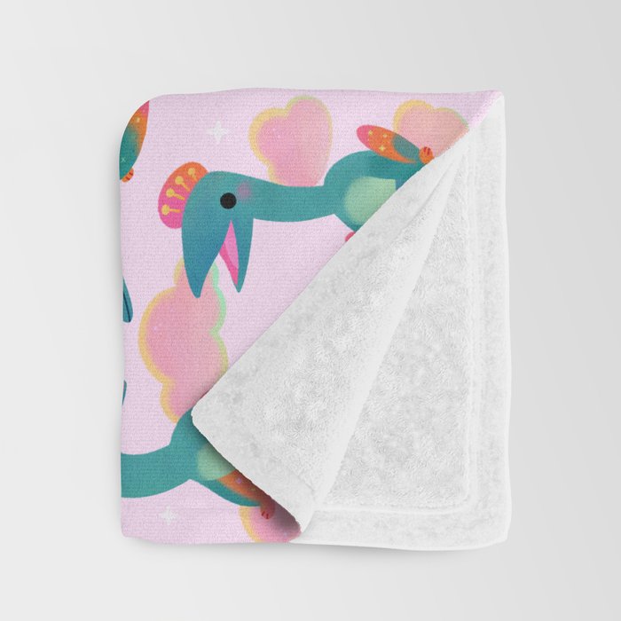 Quetzalcoatlus in the pink sky Throw Blanket Gallery Image 3