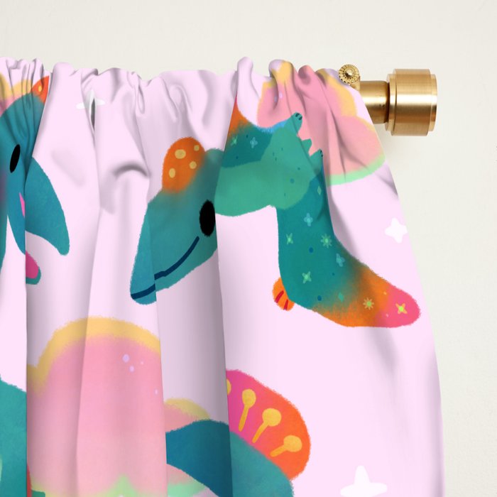 Quetzalcoatlus in the pink sky Window Curtain Gallery Image 2