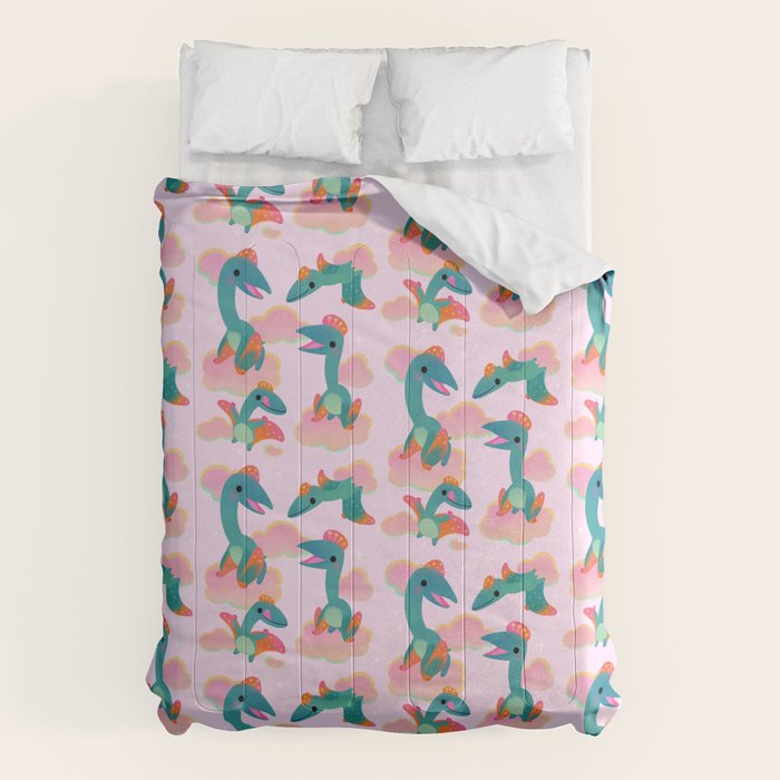 Quetzalcoatlus in the pink sky Comforter Gallery Image 1