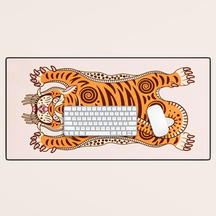 King Of The Jungle 03: Peach Tiger Edition Desk Mat Gallery Image 1