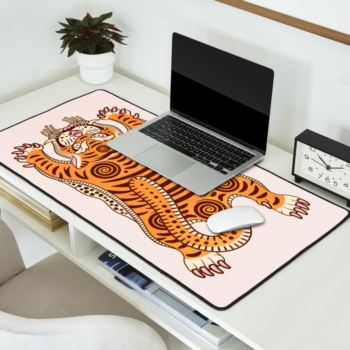 King Of The Jungle 03: Peach Tiger Edition Desk Mat Gallery Image 2