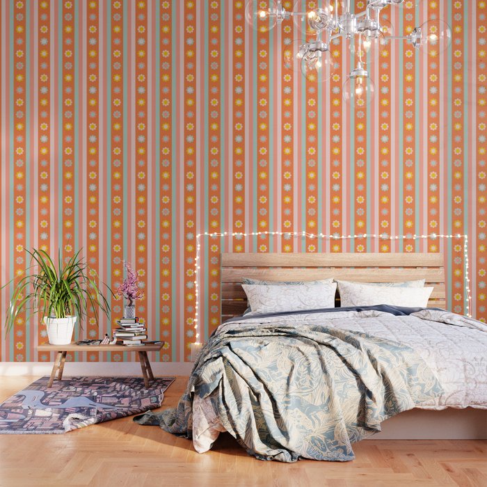 Groovy 70s Flowers & Stripes Wallpaper Gallery Image 3