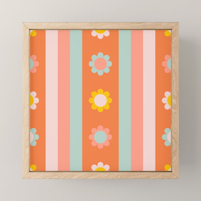 Groovy 70s Flowers & Stripes Mini Art Print Gallery Image 1