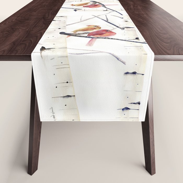 Cardinals and Birch Trees  Table Runner Gallery Image 1