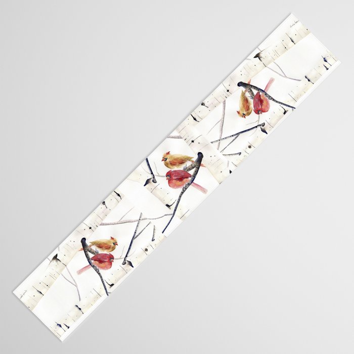 Cardinals and Birch Trees  Table Runner Gallery Image 3