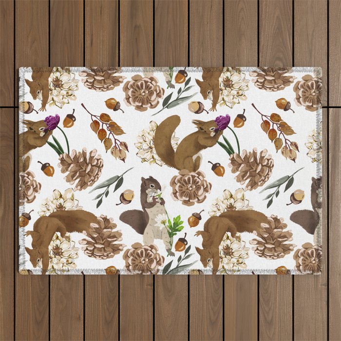 Flowering squirrel meadow Outdoor Rug Gallery Image 1