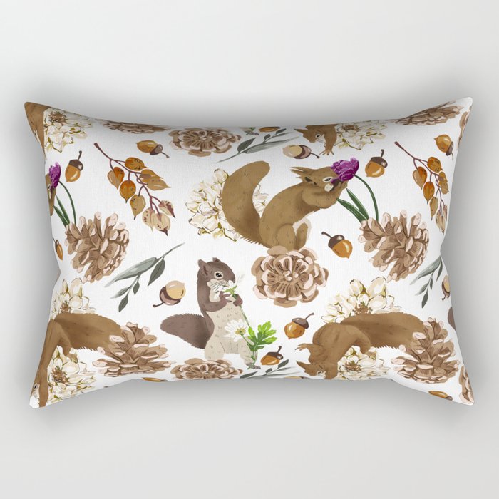Flowering squirrel meadow Rectangular Pillow Gallery Image 1