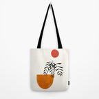 'Autumn Vine' Minimal Mid Century Abstract Shapes With Floral Plant Motif Boho Vintage Paper Collage Line Drawing Tote Bag Gallery Image 2