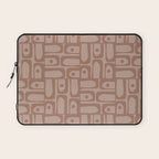 Mid Century Modern Piquet Abstract Multi Geometric Pattern in Mocha Brown Monochrome Laptop Sleeve Gallery Image 1