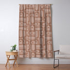 Mid Century Modern Piquet Abstract Multi Geometric Pattern in Mocha Brown Monochrome Window Curtain Gallery Image 5